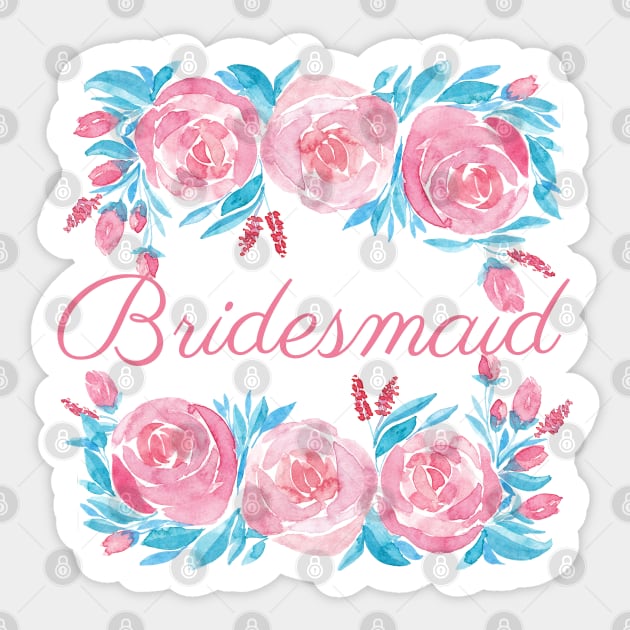 Bridesmaid watercolor floral Sticker by PrintAmor